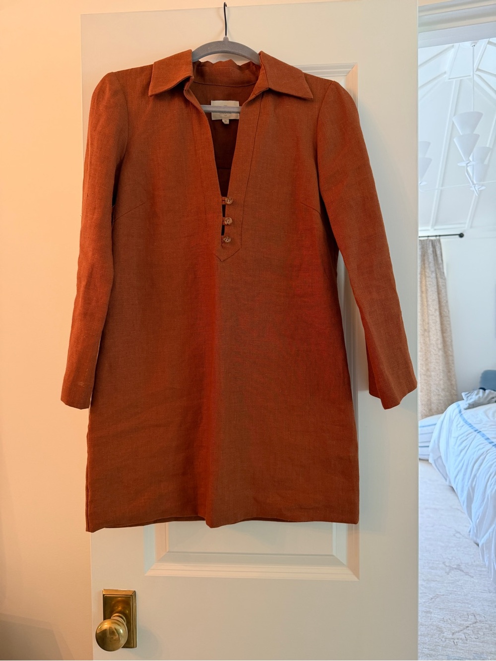 Women’s Rust Collared Long-Sleeve Mini Dress